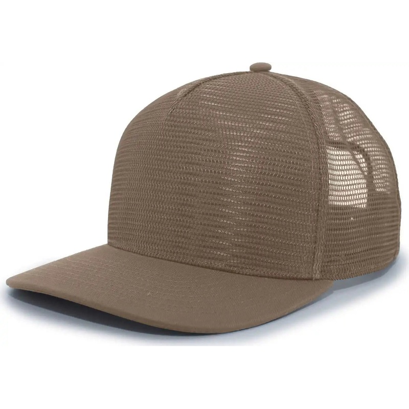 Pacific Headwear 724 Mesh Overlay 5-Panel Trucker Snapback Cap – Loden