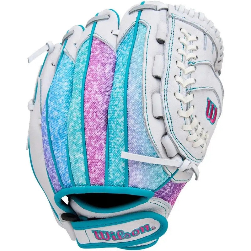 Wilson A440 Flash 11.00 Youth Fastpitch Utility Glove WBW103984 – White Purple Green