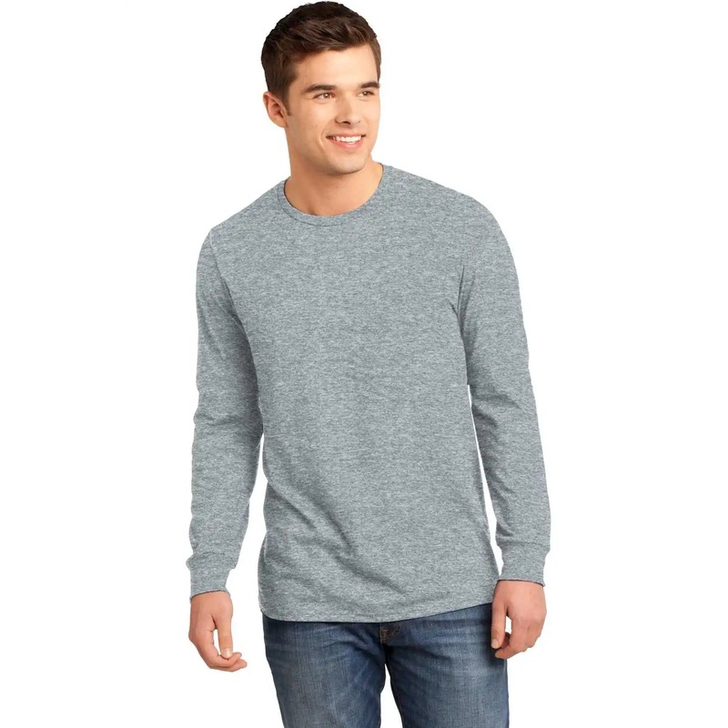 District DT5200 Young Mens The Concert Tee Long Sleeve – Heather Grey