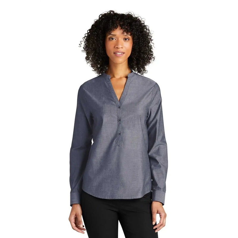 Port Authority LW382 Ladies Long Sleeve Chambray Easy Care Shirt – Estate Blue