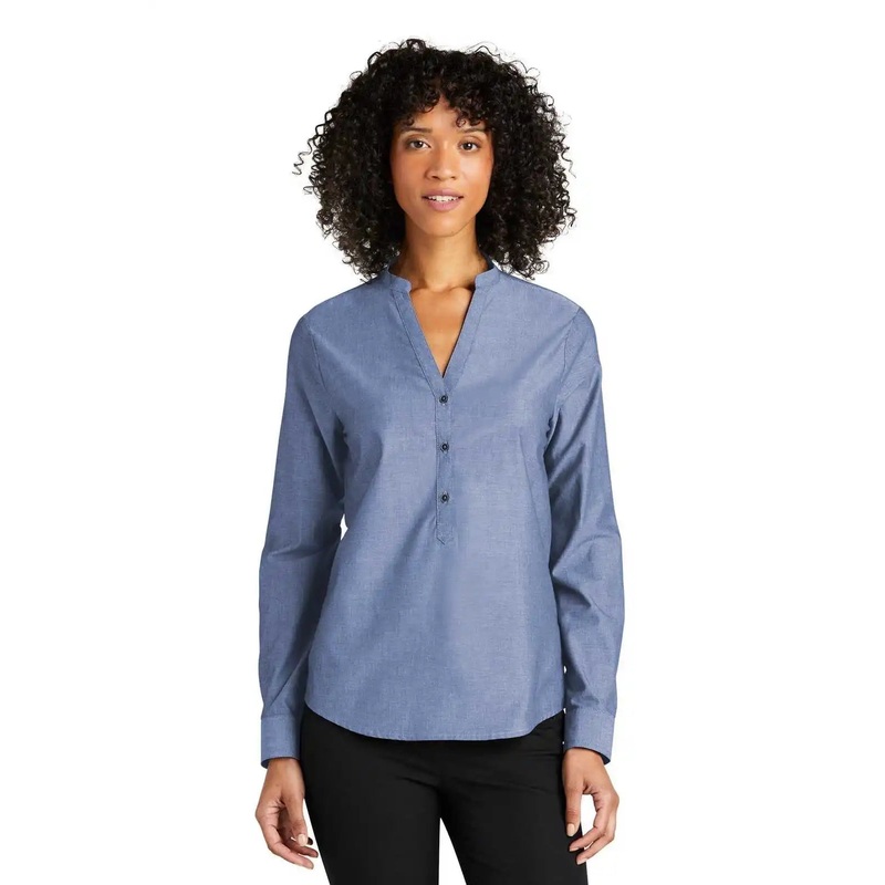 Port Authority LW382 Ladies Long Sleeve Chambray Easy Care Shirt – Moonlight Blue
