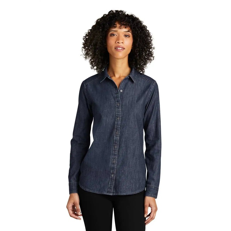 Port Authority LW676 Ladies Long Sleeve Perfect Denim Shirt – Dark Wash