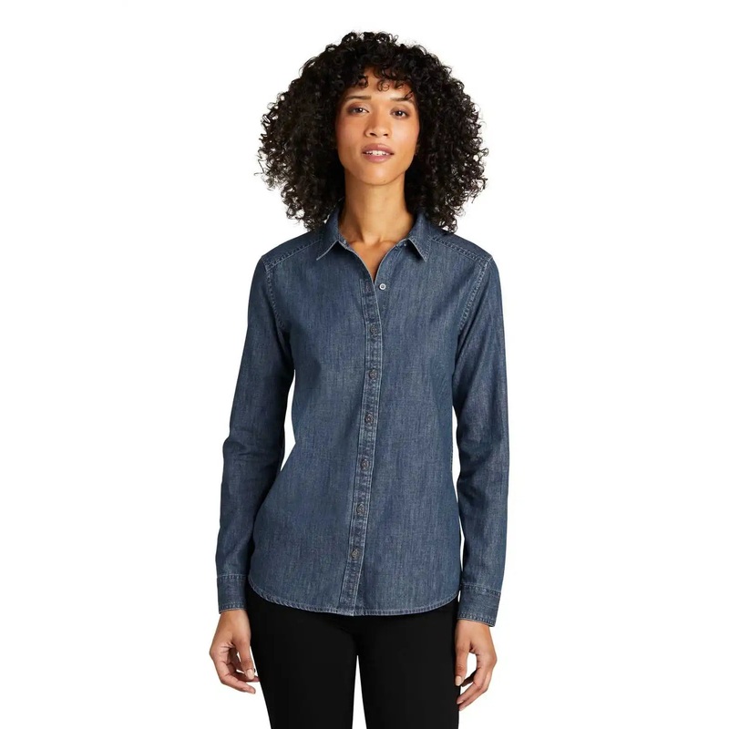 Port Authority LW676 Ladies Long Sleeve Perfect Denim Shirt – Medium Wash