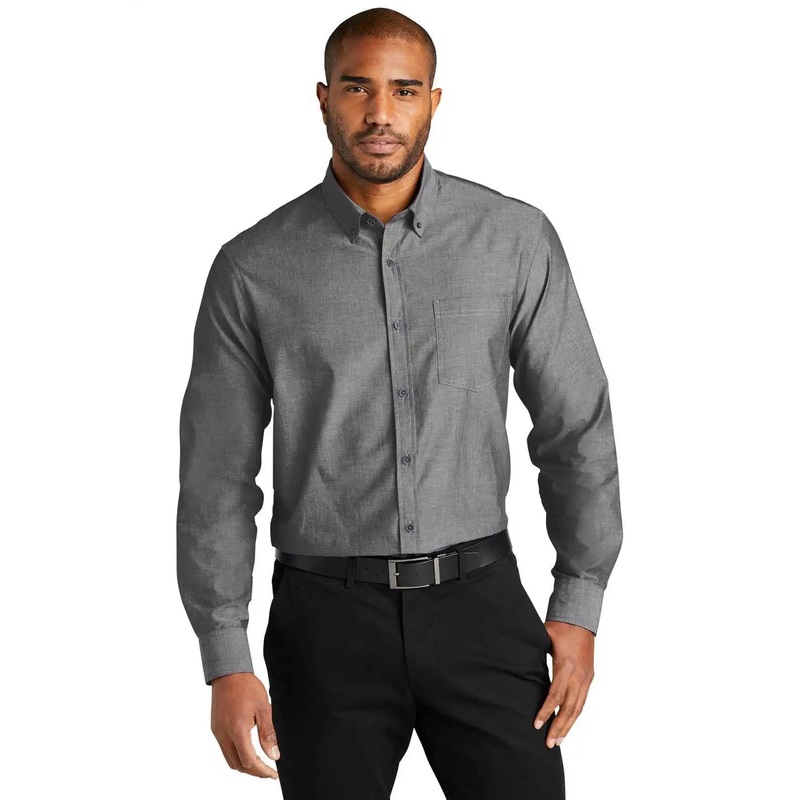 Port Authority W382 Long Sleeve Chambray Easy Care Shirt – Deep Black
