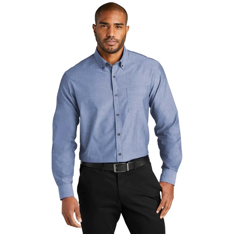 Port Authority W382 Long Sleeve Chambray Easy Care Shirt – Moonlight Blue