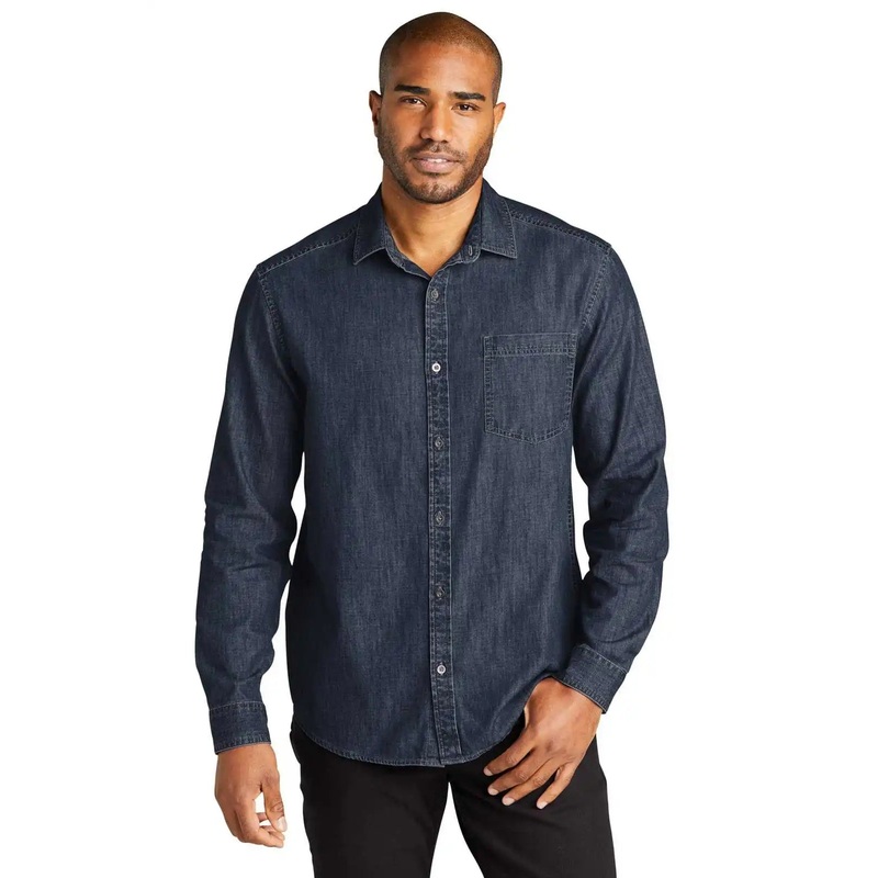 Port Authority W676 Long Sleeve Perfect Denim Shirt – Dark Wash