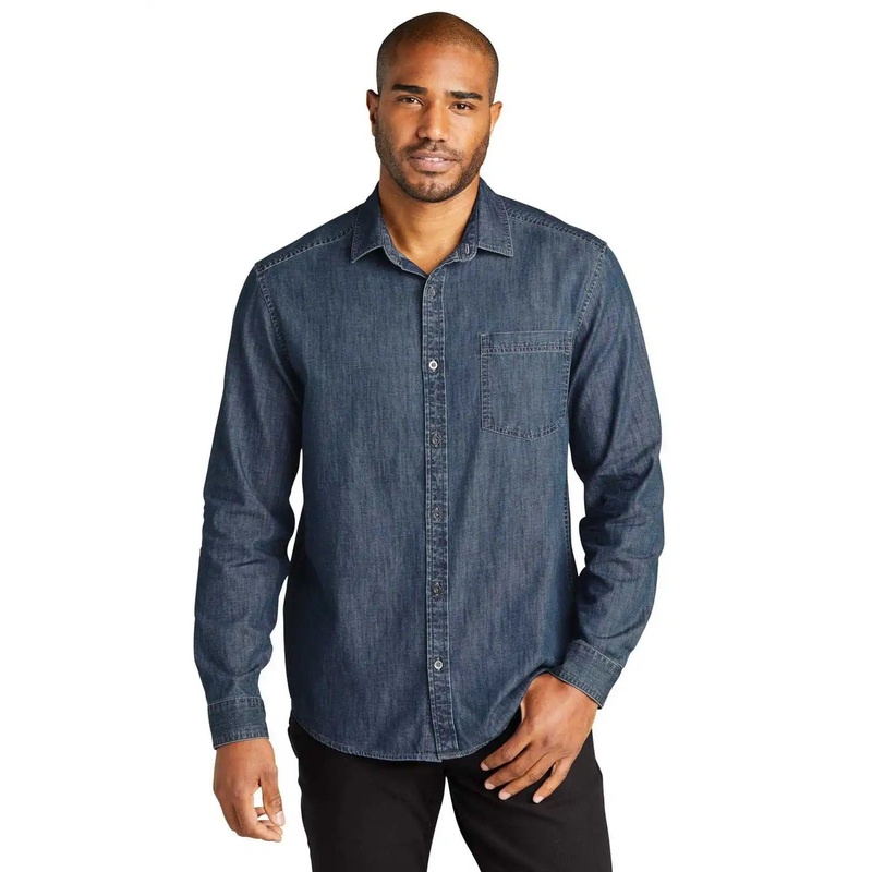 Port Authority W676 Long Sleeve Perfect Denim Shirt – Medium Wash