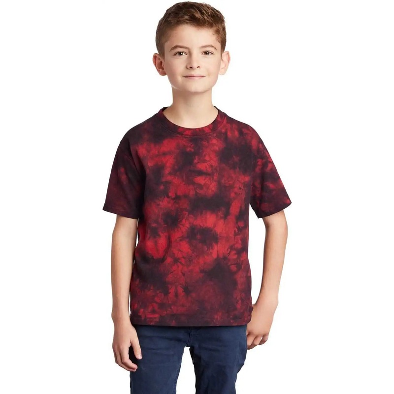 Port & Company PC145Y Youth Crystal Tie-Dye Tee – Black Red