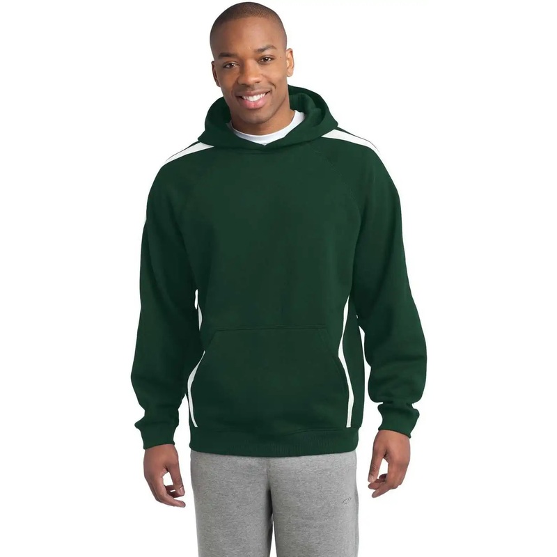 Sport-Tek ST265 Sleeve Stripe Pullover Hooded Sweatshirt – Forest Green White