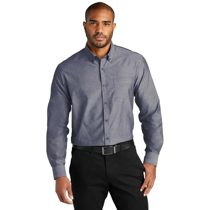 Port Authority W382 Long Sleeve Chambray Easy Care Shirt – Estate Blue