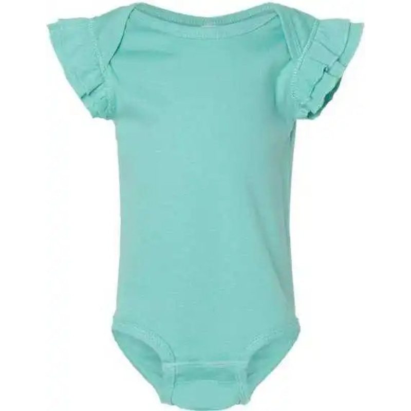 Rabbit Skins 4439 Infant Flutter Sleeve Baby Rib Bodysuit – Saltwater