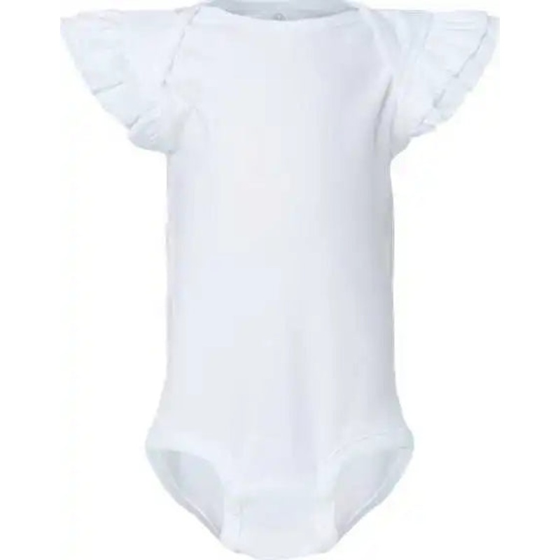 Rabbit Skins 4439 Infant Flutter Sleeve Baby Rib Bodysuit – White
