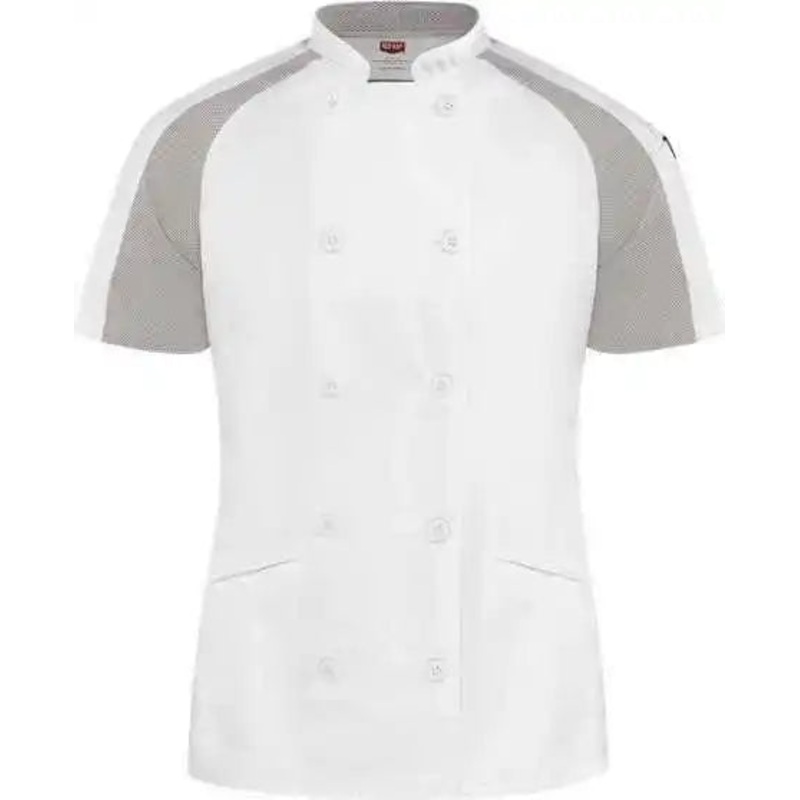 Chef Designs 051W Women’s Airflow Raglan Chef Coat – White Gray Mesh
