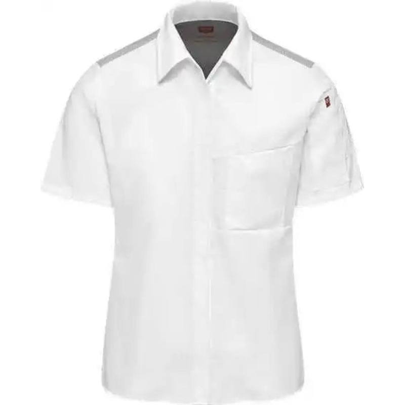 Chef Designs 501W Women’s Poplin Airflow Cook Shirt with OilBlok – White Gray