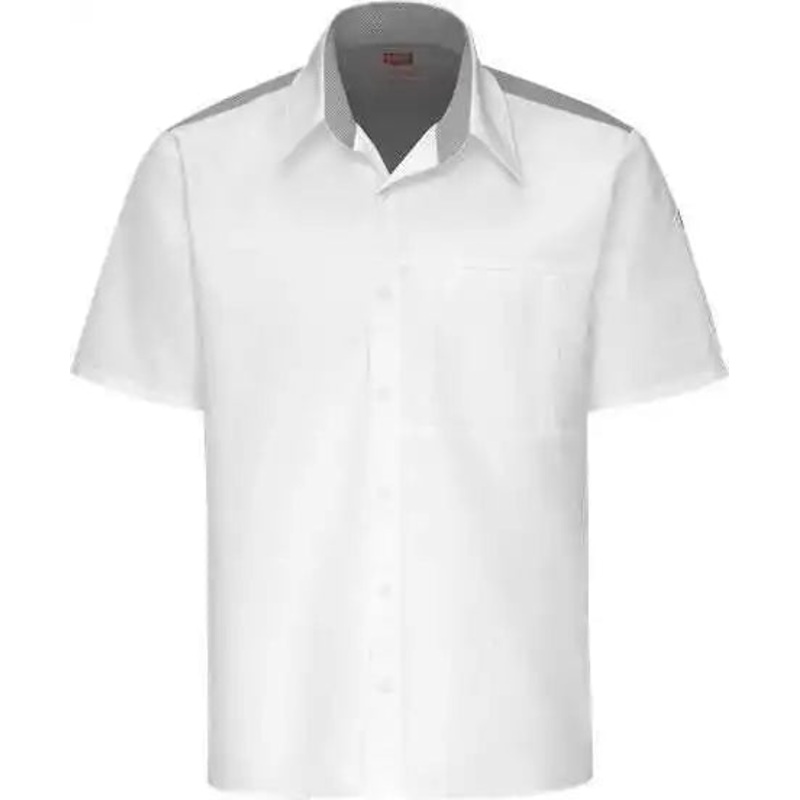 Chef Designs 502M Poplin Airflow Cook Shirt with OilBlok – White Gray