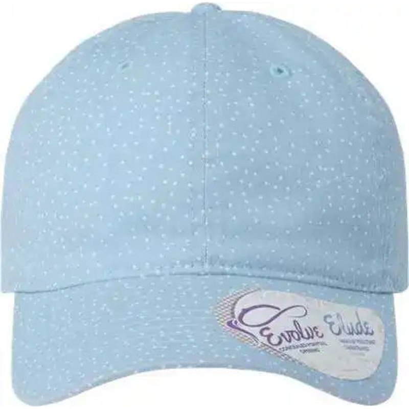 Infinity Her HATTIE Women’s Garment-Washed Fashion Print Cap – Light Blue White Polka Dots