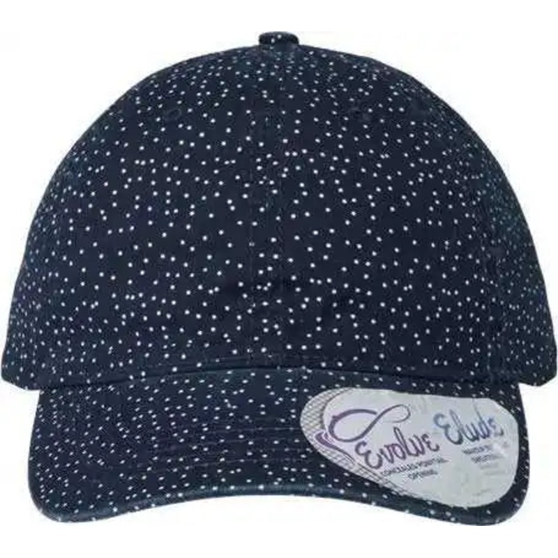Infinity Her HATTIE Women’s Garment-Washed Fashion Print Cap – Navy White Polka Dots