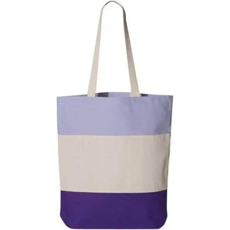 Q-Tees Q125900 11L Tri-Color Tote – Purple Natural Lavender