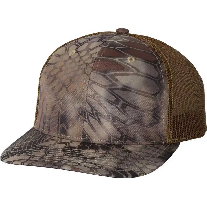 Richardson 112P Patterned Snapback Trucker Caps – Kryptek Highlander – Buck