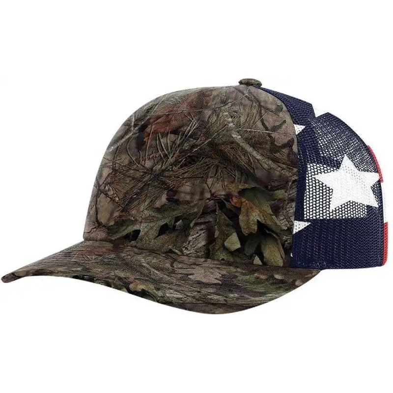 Richardson 112PM Printed Mesh-Back Trucker Caps – Mossy Oak Break Up Country Stars & Stripes