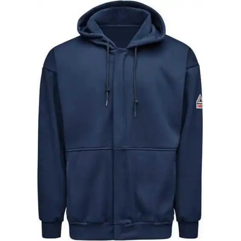 Bulwark SMZ8T Full-Zip Fleece Hooded Sweatshirt – Tall Sizes – Navy