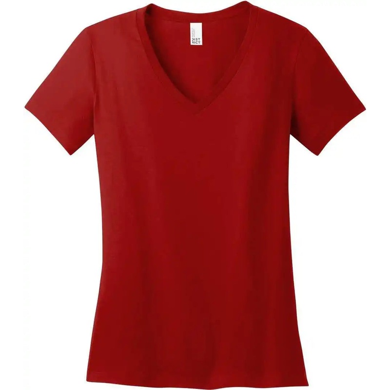 District DM1170L  Women’S Perfect Weight VNeck Tee – Classic Red