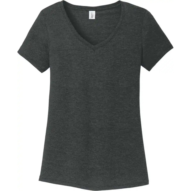 District DM1350L Women’S Perfect Tri V-Neck Tee – Black Frost