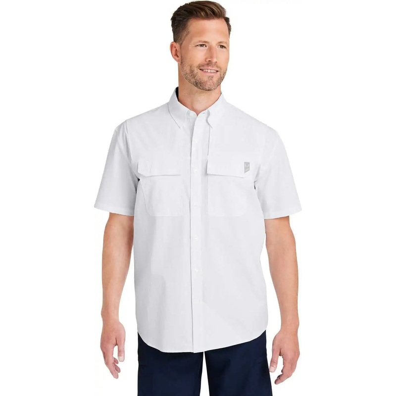 HUK H150183 Men’s Creekbed Short Sleeve Shirt – WHITE