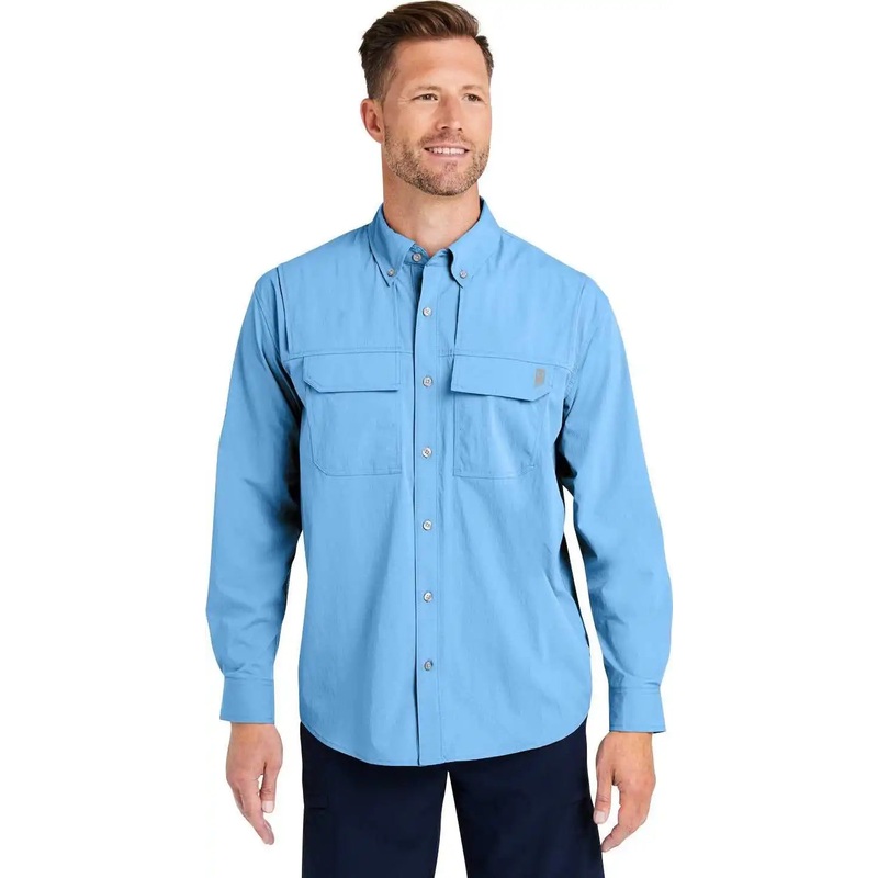 HUK H150184 Men’s Creekbed Long Sleeve Shirt – MAROLINA BLUE