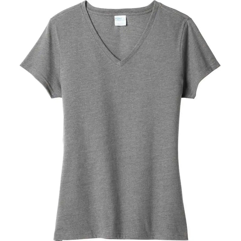 Port & Company LPC455V Women’S Fan Favorite Blend V-Neck Tee – Graphite Heather