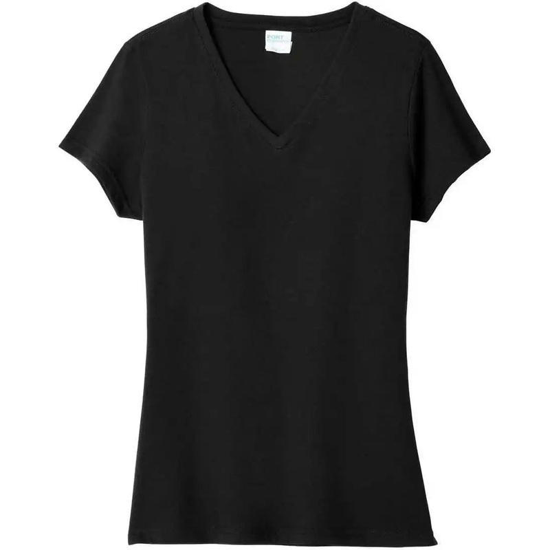 Port & Company LPC455V Women’S Fan Favorite Blend V-Neck Tee – Jet Black