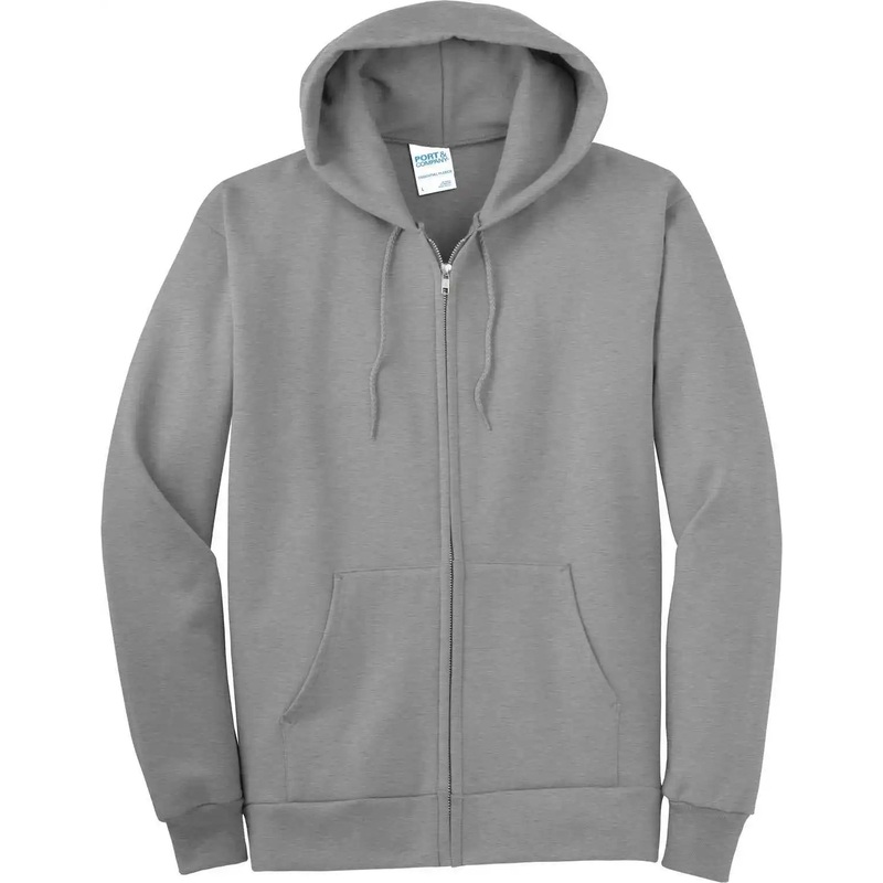 Port & Company PC90ZH  Essential Fleece FullZip Hooded Sweatshirt – Athletic Heather *