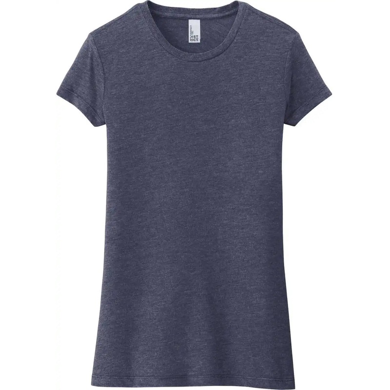 District DT155 Women’S Fitted Perfect Tri Tee – Navy Frost