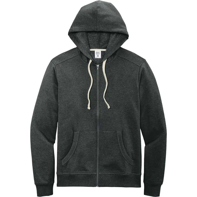 District DT8102 Re-Fleece Full-Zip Hoodie – Charcoal Heather