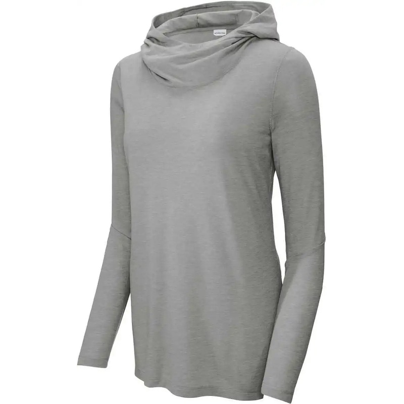 Sport-Tek LST406 Women’S Posicharge Tri-Blend Wicking Long Sleeve Hoodie – Light Grey Heather