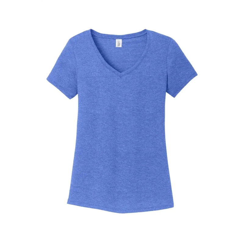 District DM1350L Women’S Perfect Tri V-Neck Tee – Royal Frost
