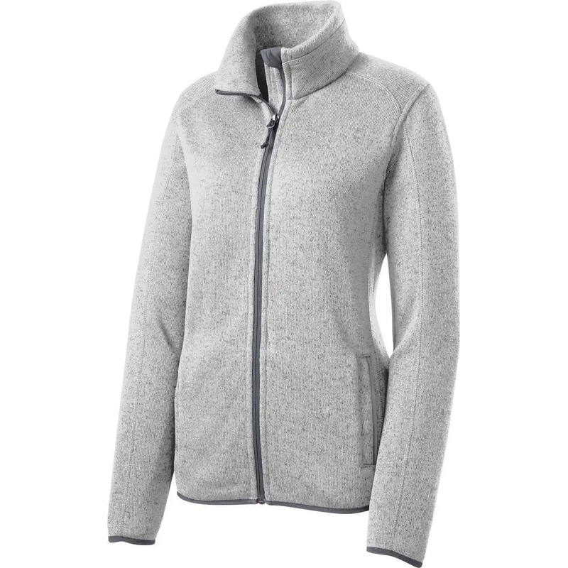 Port Authority L232 Women’S Sweater Fleece Jacket – Grey Heather