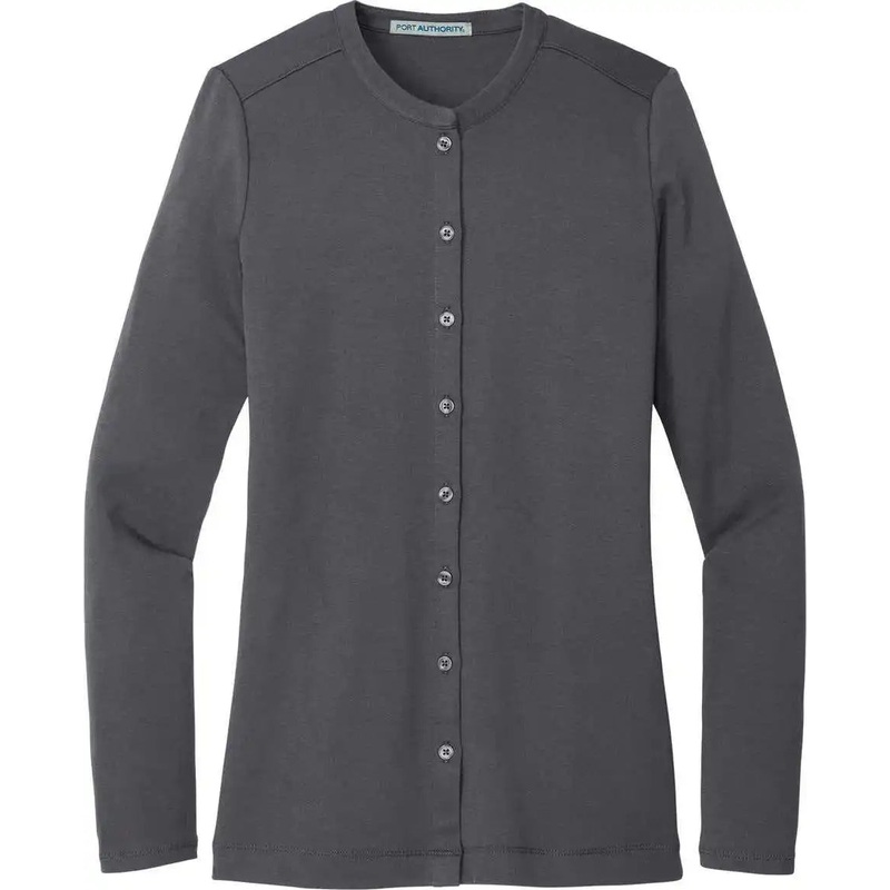 Port Authority LM1008 Women’S Concept Stretch Button-Front Cardigan – Grey Smoke