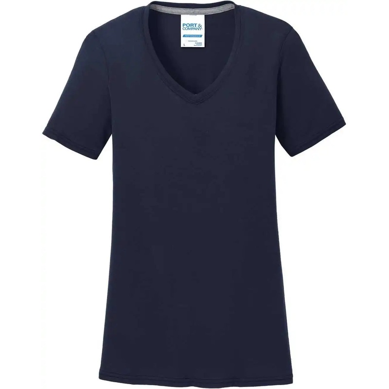Port & Company LPC381V Women’S Performance Blend V-Neck Tee – Deep Navy