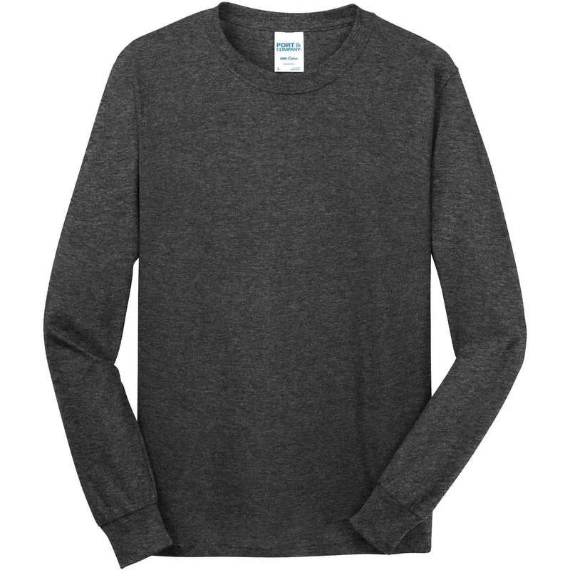 Port & Company PC54LS  Long Sleeve Core Cotton Tee – Dark Heather Grey