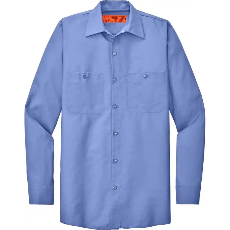 Red Kap SP14LONG Long Size, Long Sleeve Industrial Work Shirt – Light Blue