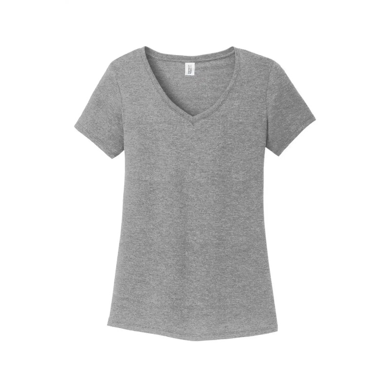 District DM1350L Women’S Perfect Tri V-Neck Tee – Grey Frost