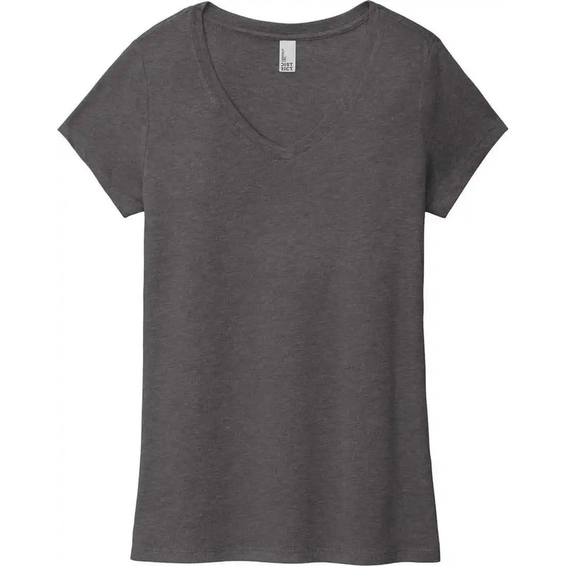 District DM1350L Women’S Perfect Tri V-Neck Tee – Heathered Charcoal