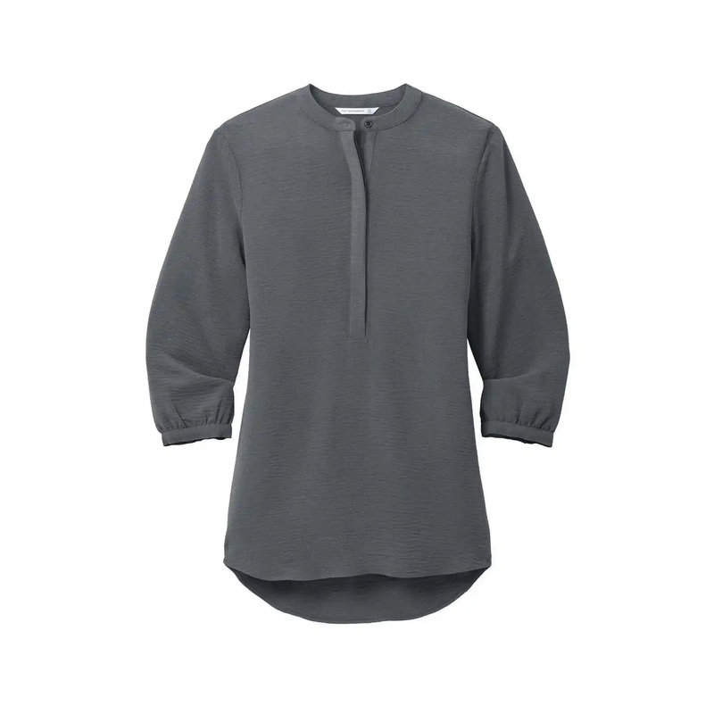 Port Authority LW713 Women’S 3/4-Sleeve Textured Crepe Tunic – Graphite