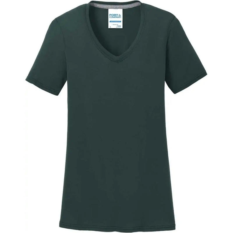 Port & Company LPC381V Women’S Performance Blend V-Neck Tee – Dark Green