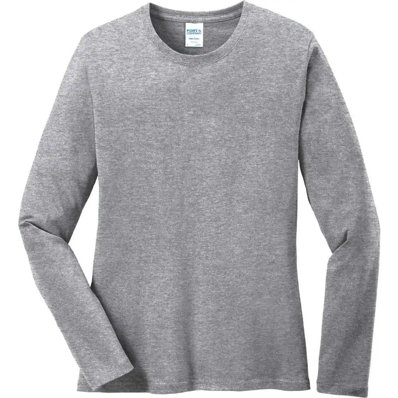 Port & Company LPC54LS Women’S Long Sleeve Core Cotton Tee – Athletic Heather