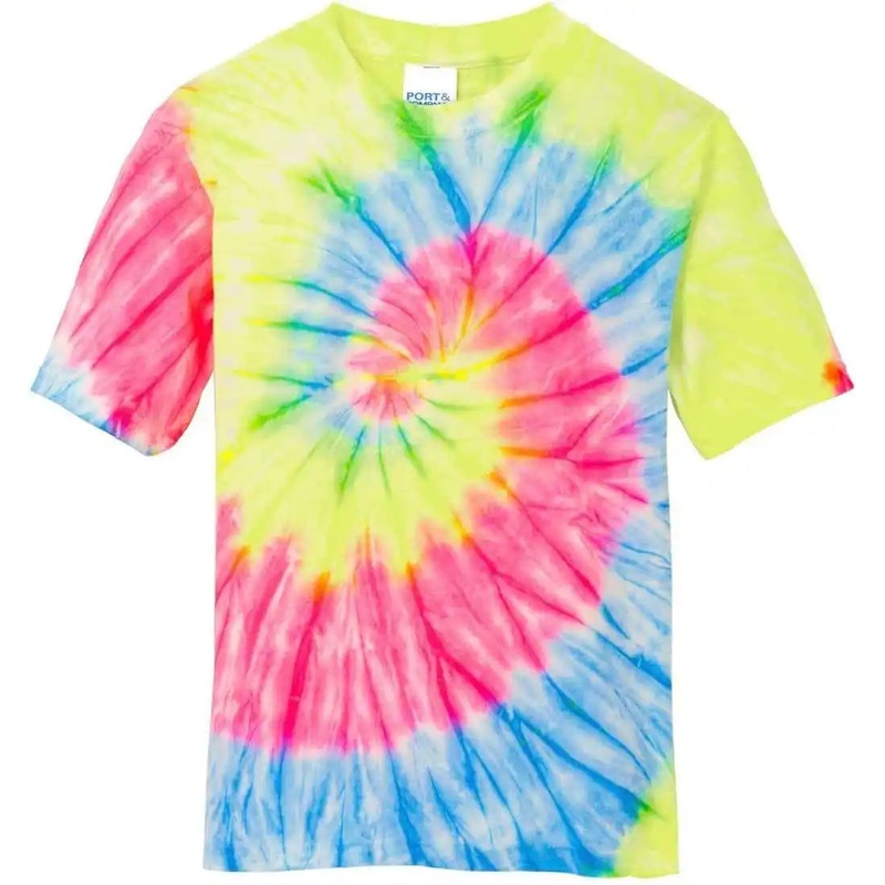 Port & Company PC147Y  Youth TieDye Tee – Neon Rainbow