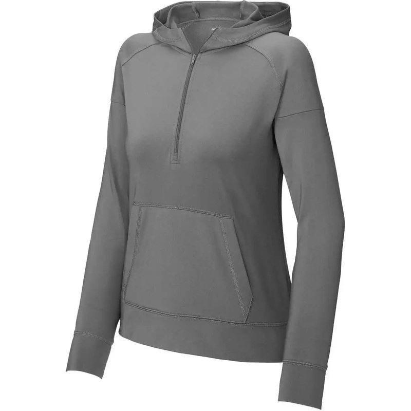 Sport-Tek LST856 Women’S Sport-Wick Stretch 1/2-Zip Hoodie – Charcoal Grey