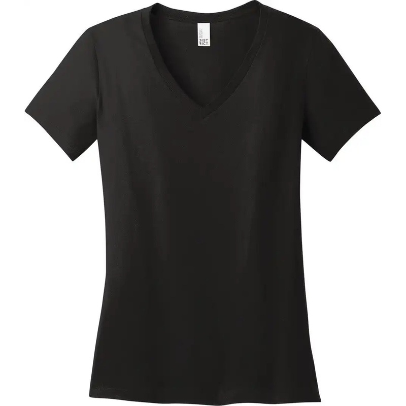 District DM1170L  Women’S Perfect Weight VNeck Tee – Jet Black