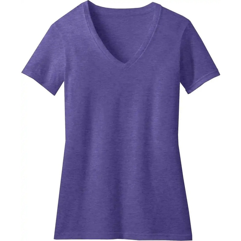 District DM1190L Women’S Perfect Blend Cvc V-Neck Tee – Heather Purple